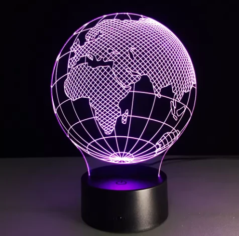 Evermore Enterprise Zhejiang Gaublio iliuzijos LED lempa, 7 spalvos, USB/AAA – stilinga naktinė šviesa