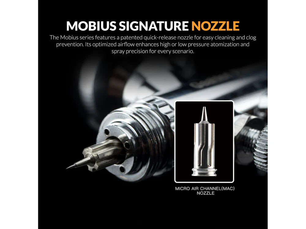 Gaahleri GHPM Mobius TG 0,5 mm trigerinis aerografas su ventiliatoriaus antgaliu