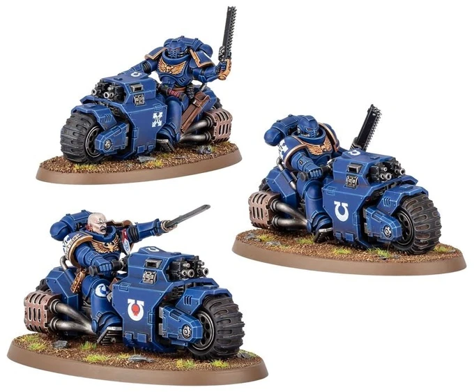 Games Workshop Warhammer 40,000 Space Marines Outrider Squad, 3 motociklininkai 48-112
