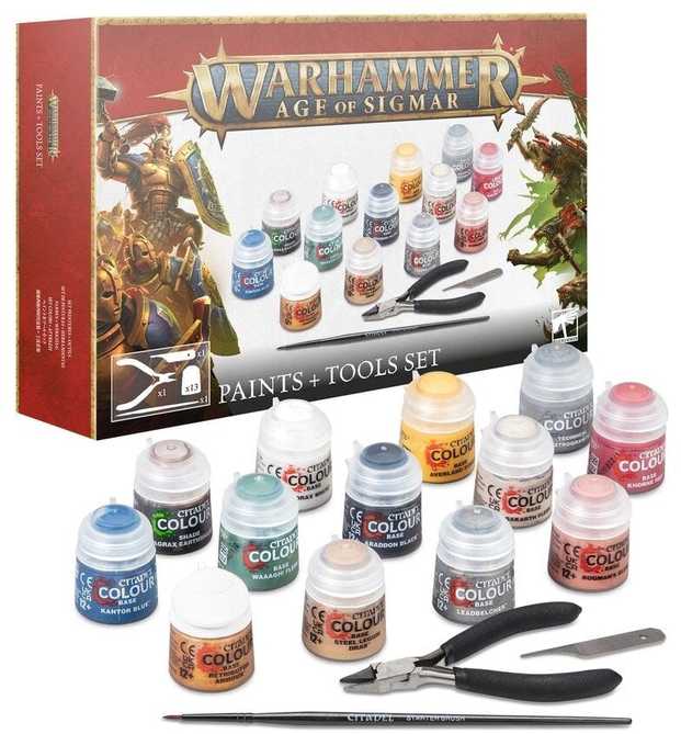 Games Workshop Warhammer Age of Sigmar dažų ir įrankių rinkinys (13 spalvų)