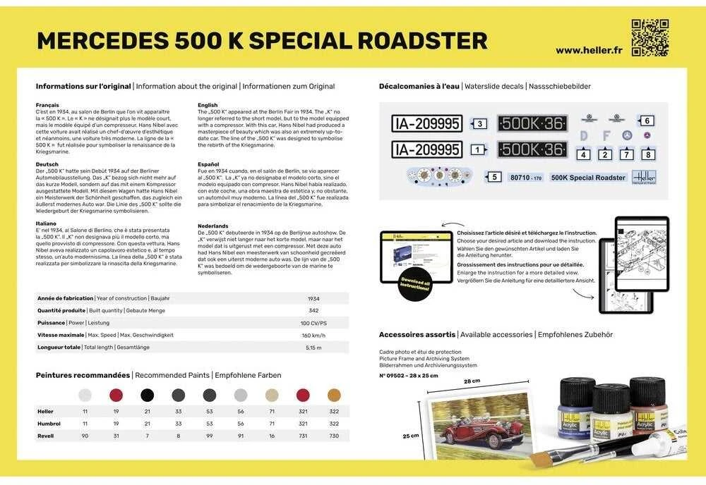 Heller 500 K Special Roadster 1/24 surenkamas dovanų rinkinys