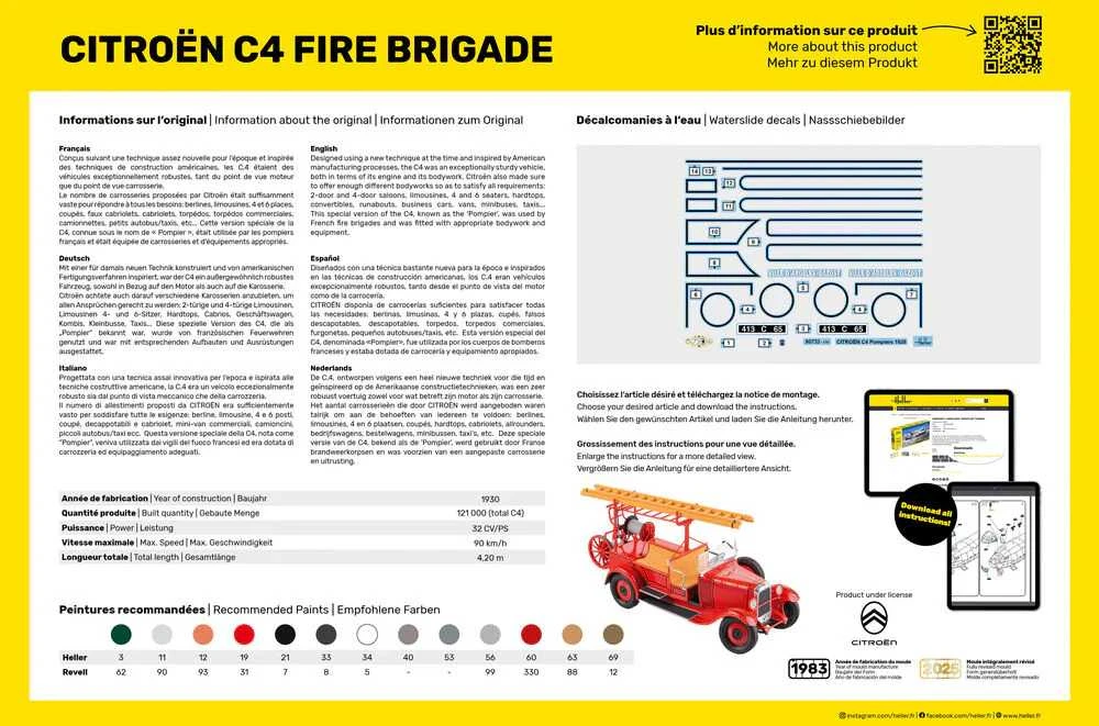 Heller Citroen C4 gaisrinė 1/24 plastikinis surinkimo rinkinys