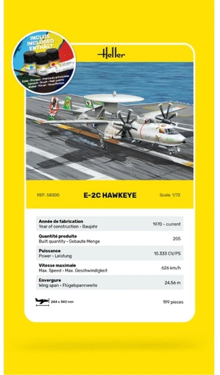 Heller Grumman E-2C Hawkeye plastikinis lėktuvo modelis dovanų komplektas 1/72