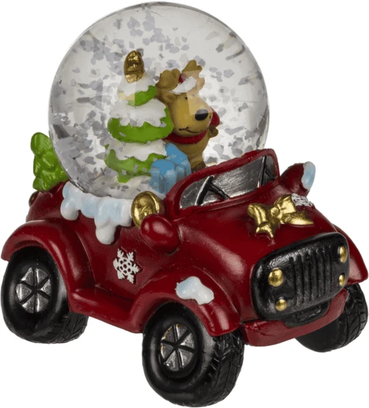 Hobilt Kalėdinis sniego burbulas su automobiliu, 7 cm dekoracija