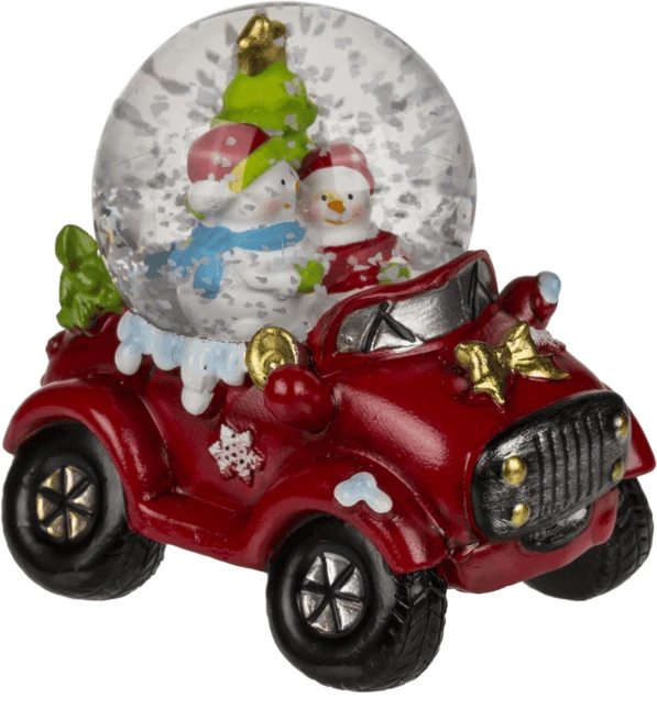 Hobilt Kalėdinis sniego burbulas su automobiliu, 7 cm dekoracija