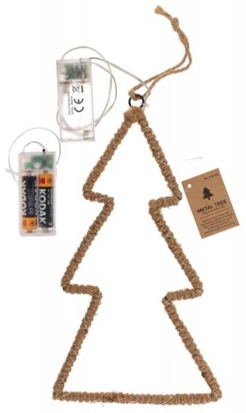 Hobilt Metalinė pakabinama Kalėdų eglutė su LED lemputėmis, 28 cm
