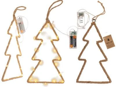 Hobilt Metalinė pakabinama Kalėdų eglutė su LED lemputėmis, 28 cm