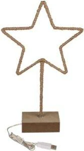 Hobilt Pastatoma metalinė Kalėdų žvaigždė su LED ir mediniu padu, 35 cm