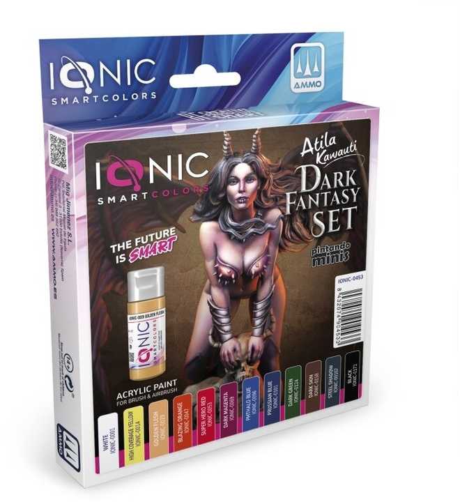 Ionic Smart Colors Akrilinių dažų rinkinys IONIC Dark Fantasy – 12 spalvų miniatiūroms