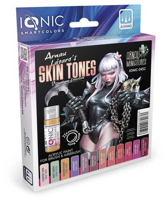Ionic Smart Colors IONIC akriliniai dažai miniatiūroms – 12 odos atspalvių rinkinys