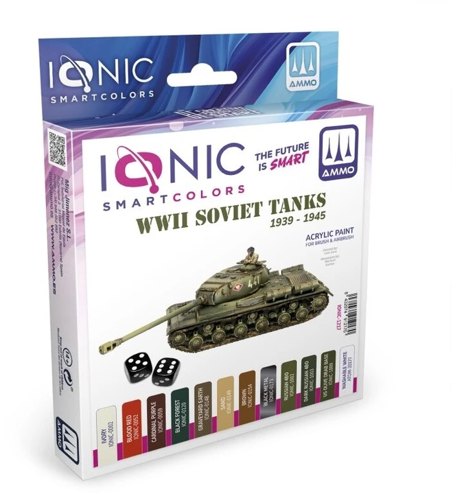 Ionic Smart Colors IONIC akrilinių dažų rinkinys WWII retro tankams 1939–1945, 12 spalvų 1217
