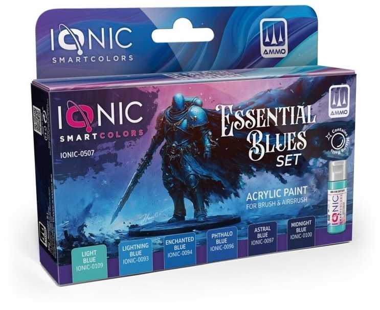 Ionic Smart Colors IONIC Essential Blues akrilinių dažų rinkinys – 6 mėlyni tonai miniatiūroms