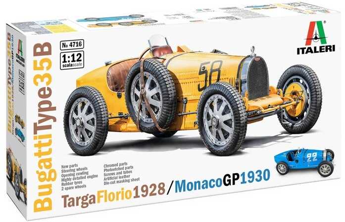 Italeri Bugatti Type 35B 1/12 – Targa Florio ’29/Monako GP ’30 surenkamas modelis