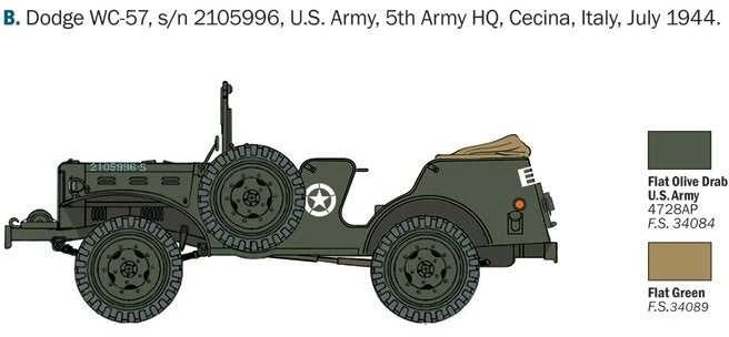 Italeri Dodge WC-56/57 karinis automobilis 1/35 surenkamas rinkinys