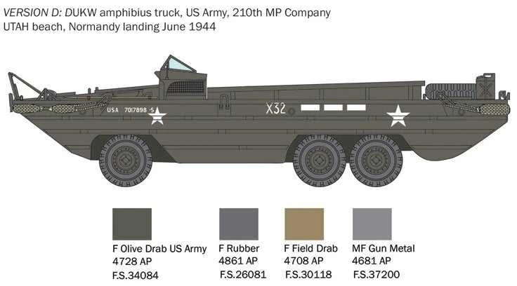 Italeri DUKW amfibinis sunkvežimis 1/35 plastikinis surenkamas modelis