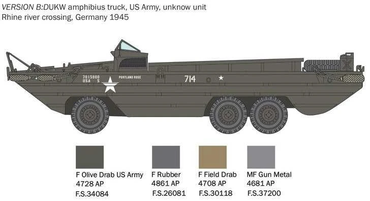 Italeri DUKW amfibinis sunkvežimis 1/35 plastikinis surenkamas modelis