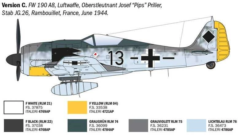 Italeri Focke-Wulf Fw 190 A-8/F Super Decal 1/72 plastikinis lėktuvas