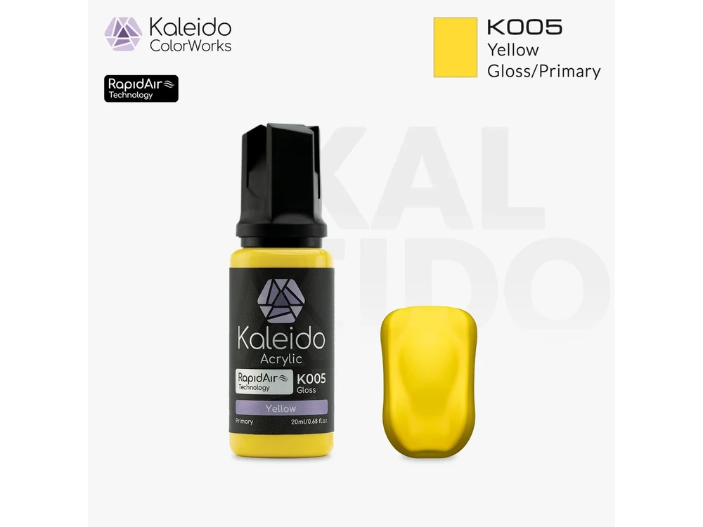 Kaleido ColorWorks RapidAir akriliniai dažai Geltona 20 ml aerografui (K005)