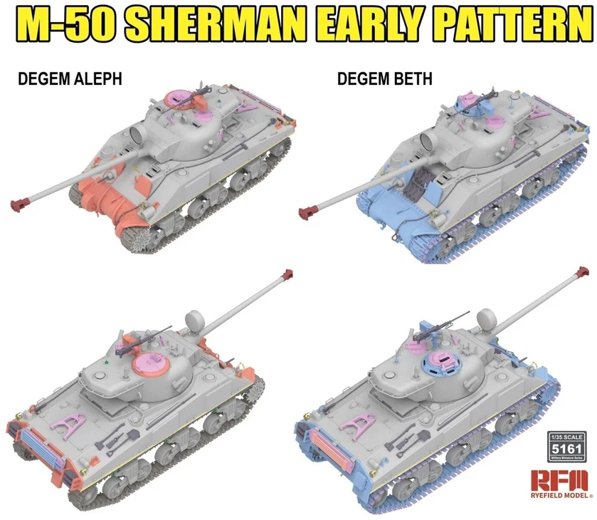 M-50 Sherman tanko modelis Degem Aleph / Beth 1/35 Rye Field Model RFM-5161