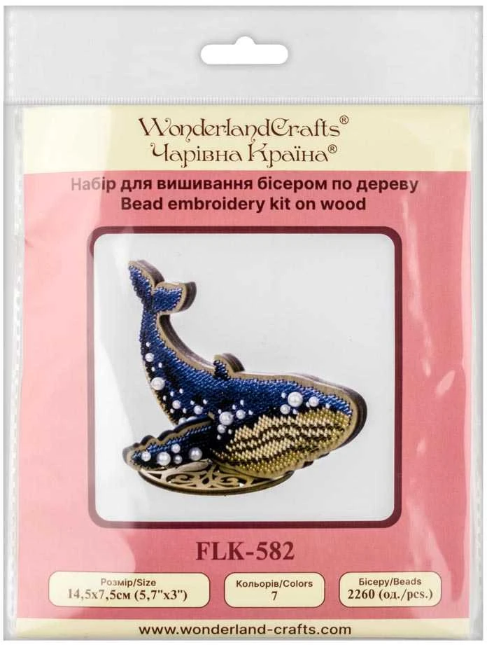 Medinis karoliukų siuvinėjimo rinkinys „Mėlynasis banginis“ – Wonderland Crafts