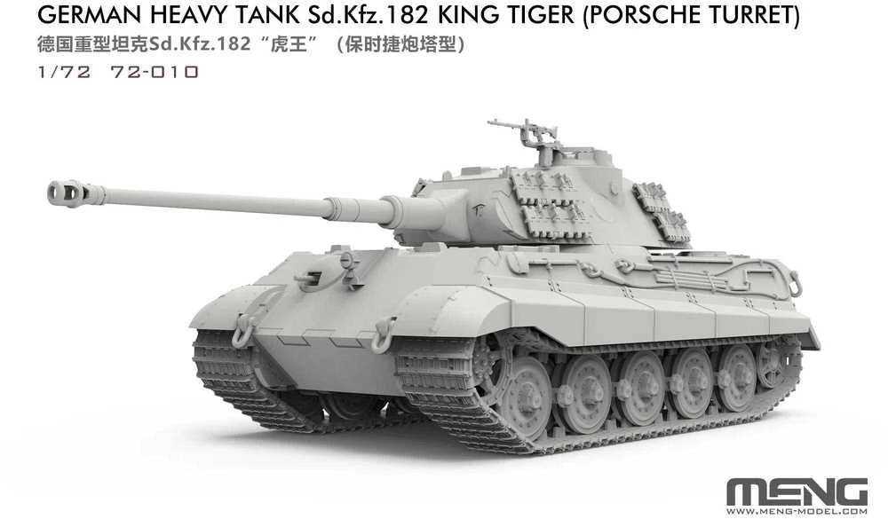 Meng Model Meng vokiškas sunkus tankas King Tiger Porsche, 1/72 plastikinis