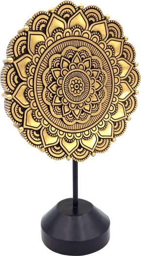 Mirtop Auksinė mandalos skulptūrėlė – elegantiška budistinė dekoracija, 28 cm