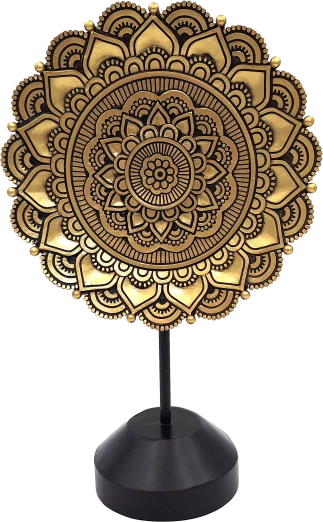 Mirtop Auksinė mandalos skulptūrėlė – elegantiška budistinė dekoracija, 28 cm