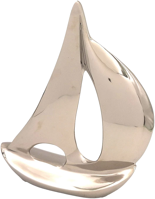 Mirtop Metalinė jachtos dekoracija 36 cm – sidabrinė, jūrinio stiliaus interjerui