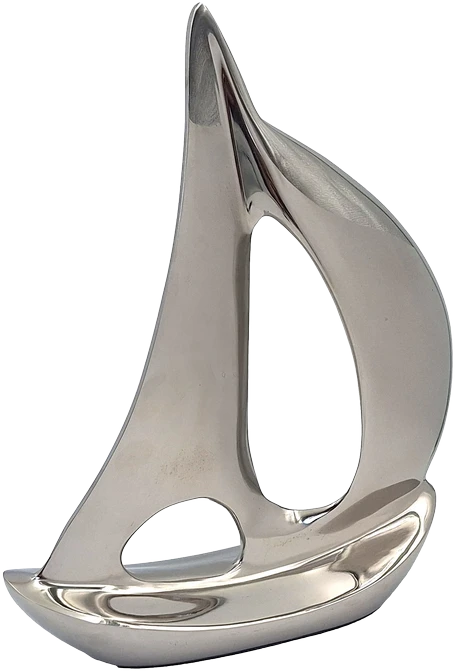 Mirtop Metalinė jachtos dekoracija 36 cm – sidabrinė, jūrinio stiliaus interjerui