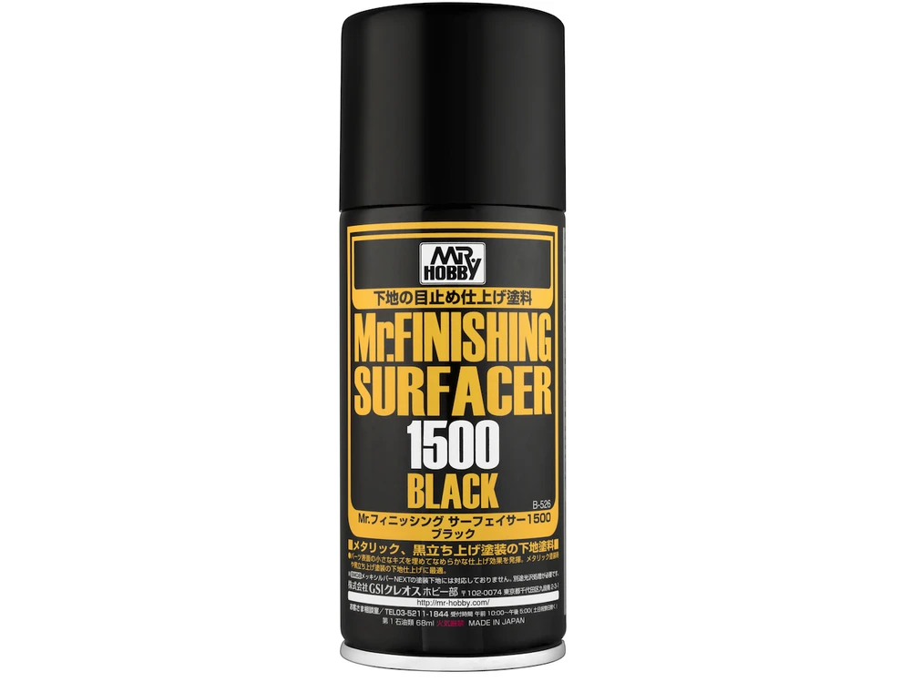 Mr Hobby Mr.Hobby Finishing Surfacer 1500 juodas gruntas, 170 ml balionėlis (B-526)
