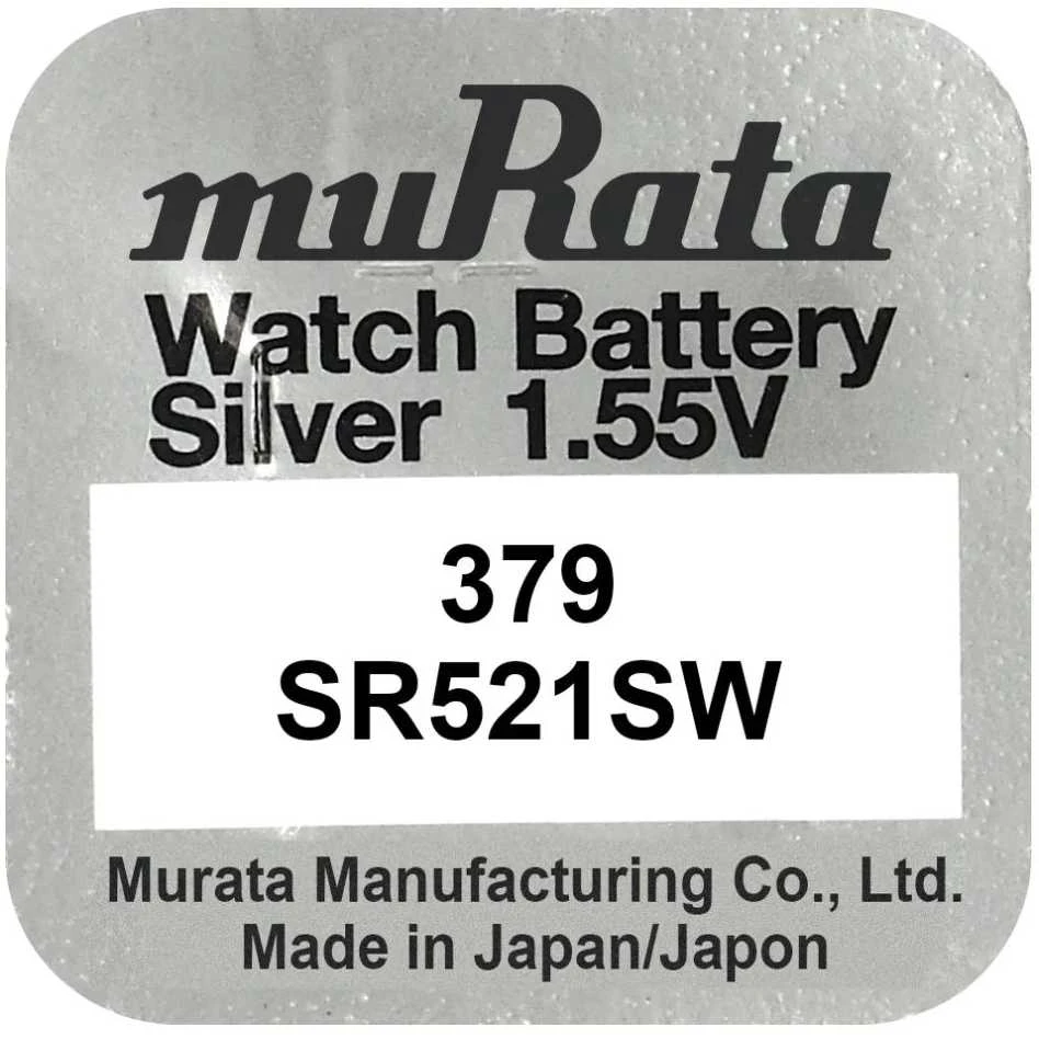 Murata 379 SR521SW sidabro oksido laikrodžių baterijos, 10 vnt.
