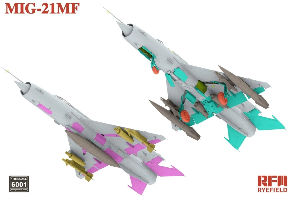 Naikintuvo MiG-21MF surenkamas modelis Rye Field Model 1/48 RFM-6001
