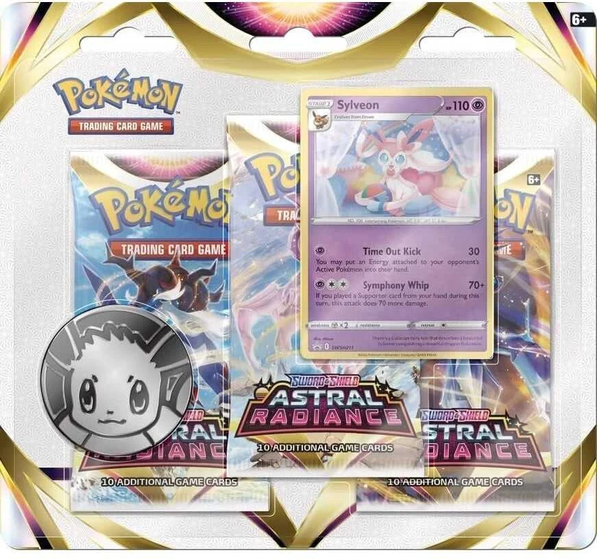 Pokémon Astral Radiance Sylveon blister rinkinys, 3 booster pakeliai
