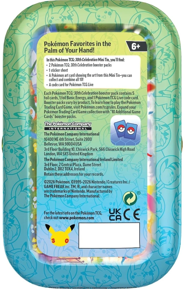 Pokémon TCG 30th Celebration Mini Tin Espeon (Day) skardinė, anglų k.