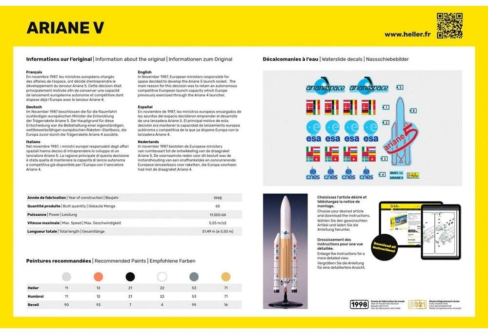 Raketos Ariane 5 surenkamo modelio dovanų rinkinys Heller 56441