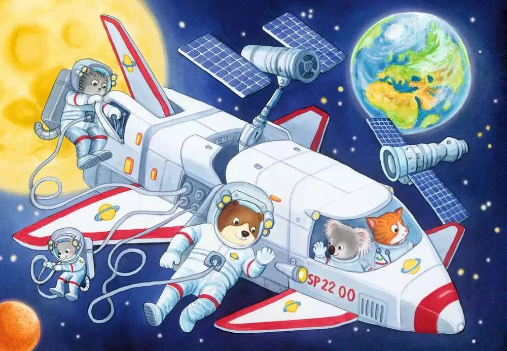 Ravensburger 2 dėlionės „Kelionė į kosmosą“, 2×24 det., nuo 4 m.