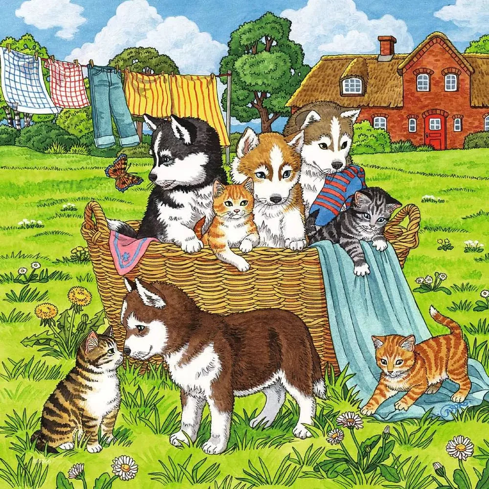 Ravensburger Dėlionė 3x49 vnt. - Mieli šunys ir katės
