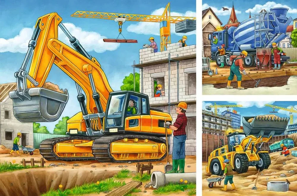 Ravensburger Dėlionė 3x49 vnt. - Statybos