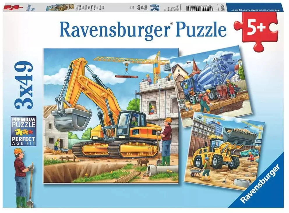 Ravensburger Dėlionė 3x49 vnt. - Statybos