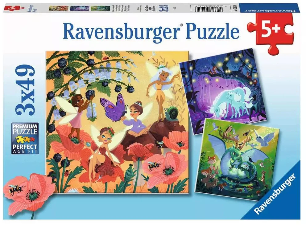 Ravensburger Dėlionė 3x49 vnt. - Fėjos