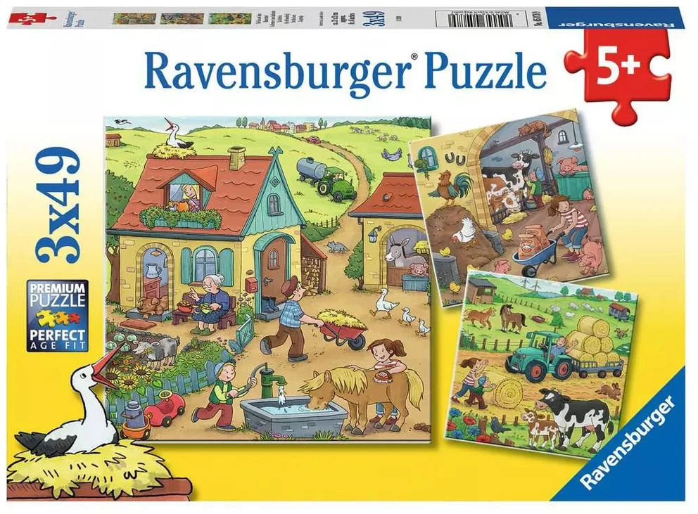 Ravensburger 3 dėlionės „Ūkyje“, 3×49 det., nuo 5 m.