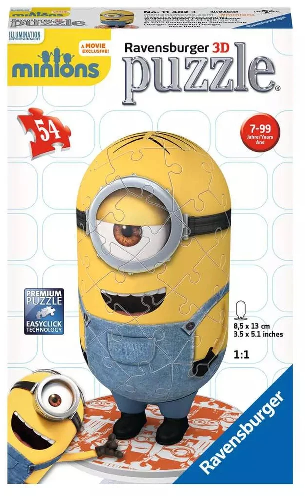 RAVENSBURGER dėlionė Minions 3D 54 detalės, 114023