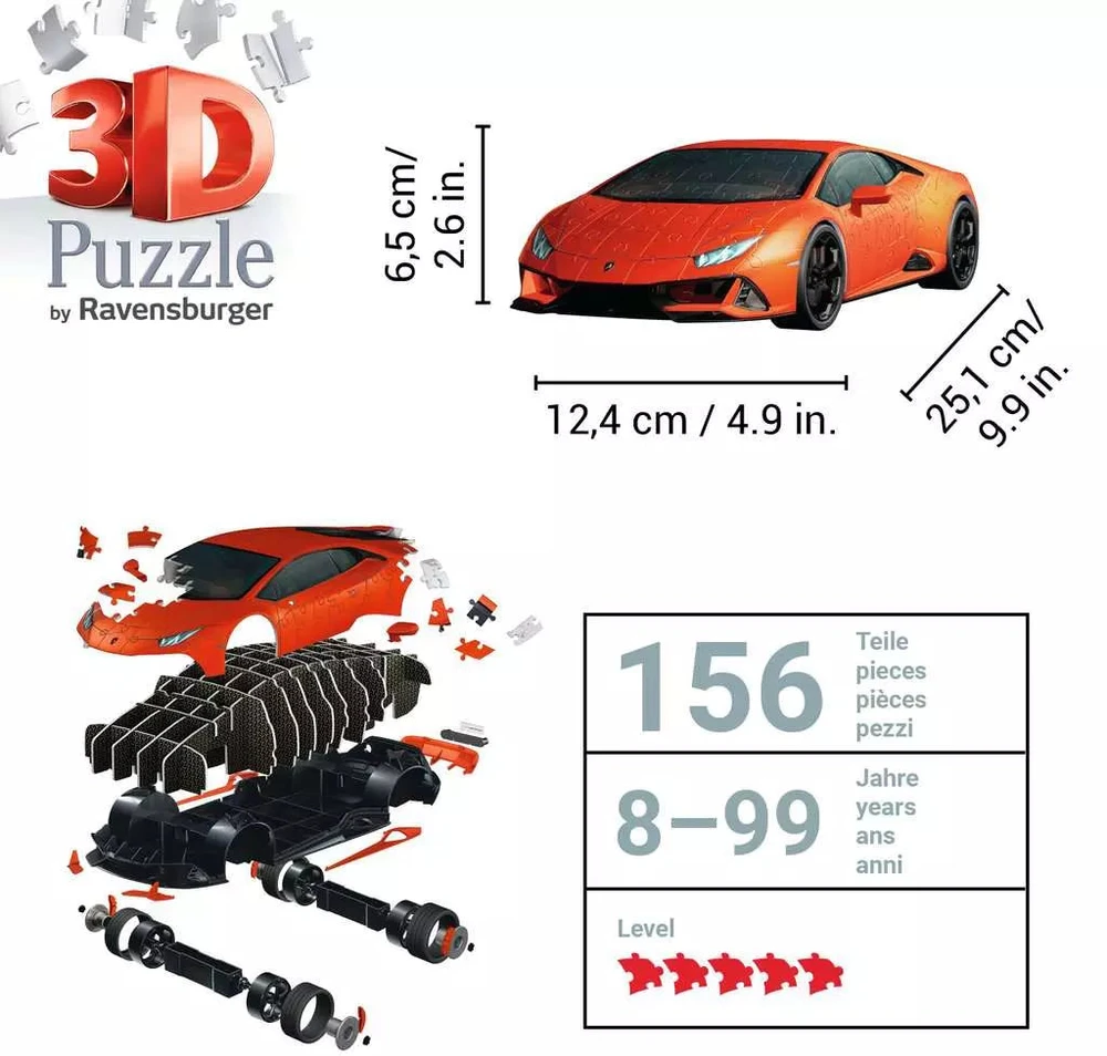 Ravensburger 3D Dėlionė 156 vnt. - Lamborghini automobilis