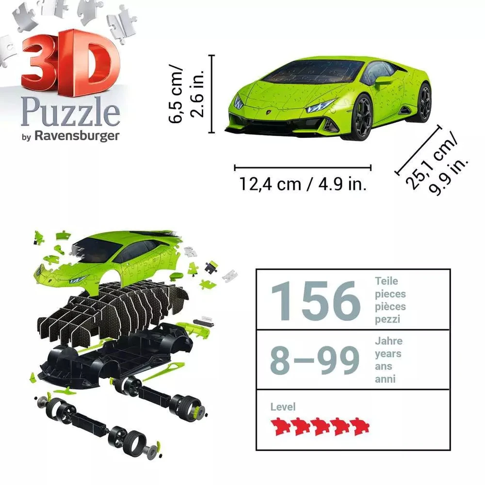 Dėlionė Puzzle - Ravensburger 3D Model Lamborghini Huracan Žalias