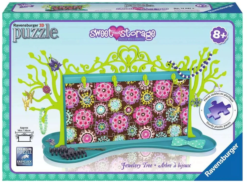 Ravensburger 3D dėlionė papuošalų medelis „Sweet Storage“, 108 det., nuo 8 m.
