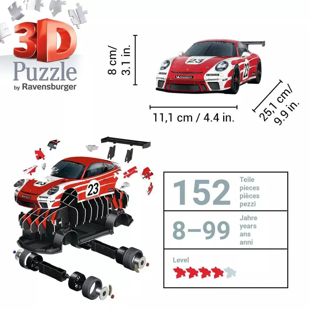Ravensburger 3D Dėlionė 152 vnt. - Porsche 911 GT3