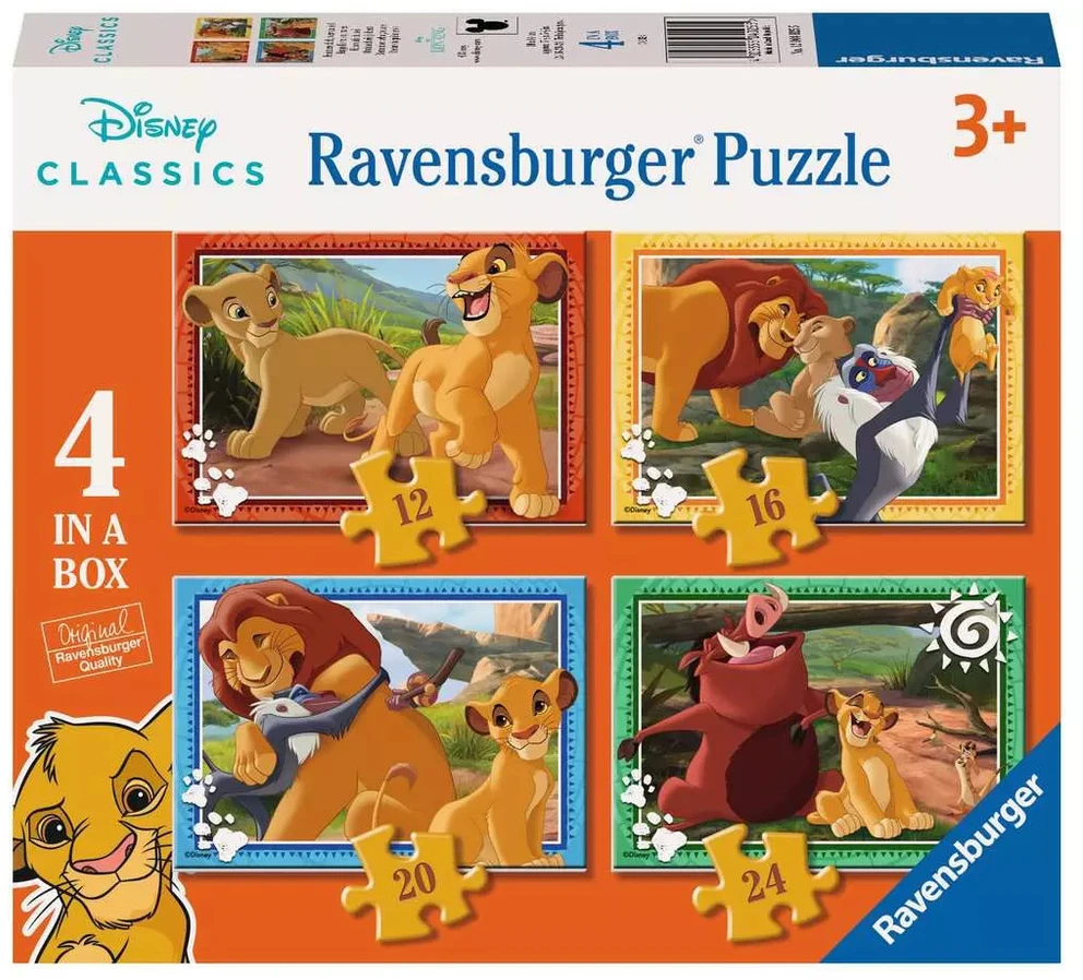 Ravensburger 4 dėlionės „Disney Liūtas karalius“, 12–24 det., nuo 3 m.