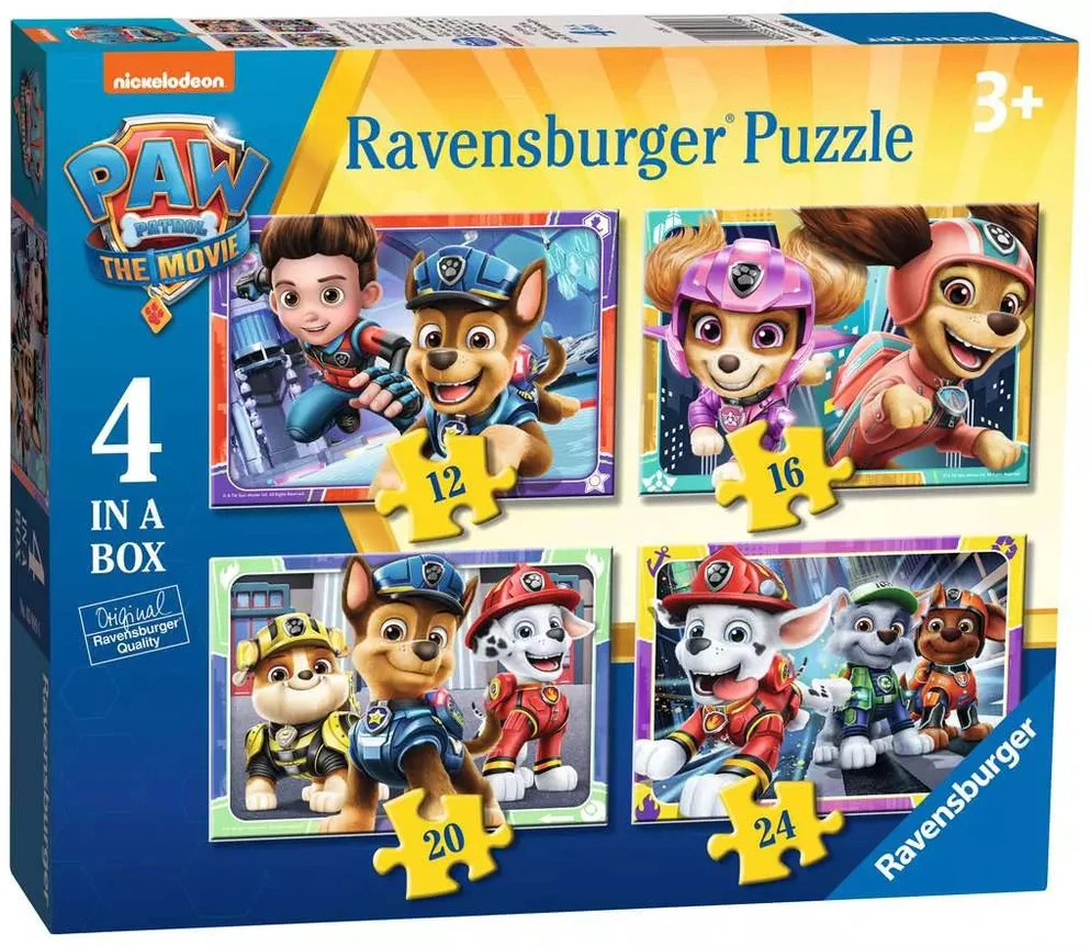 Ravensburger "4 viename" Dėlionė 12, 16, 20, 24 vnt. - Šunyčiai patruliai (PAW Patrol)