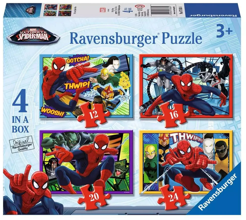 Ravensburger 4 dėlionės „Žmogus-voras“, 12–24 det., nuo 3 m.
