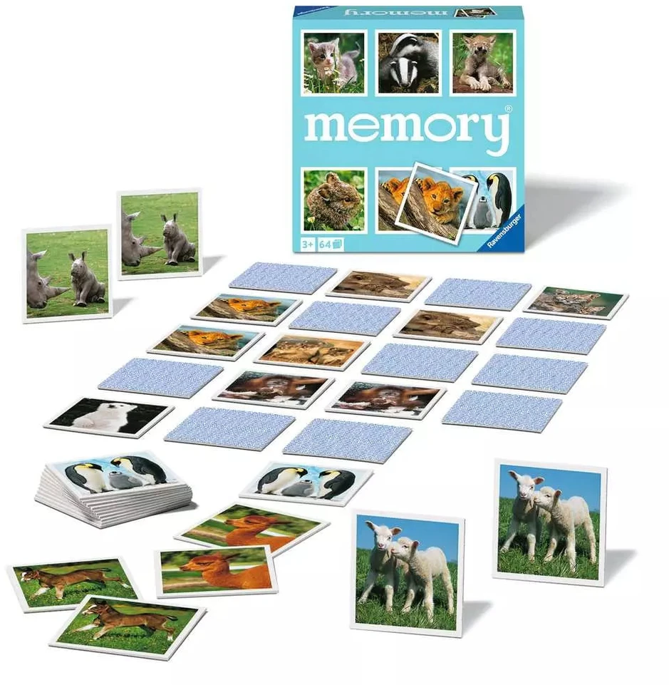 Ravensburger atminties žaidimas „Animal Babies memory®“, 2–8 žaid., nuo 4 m.